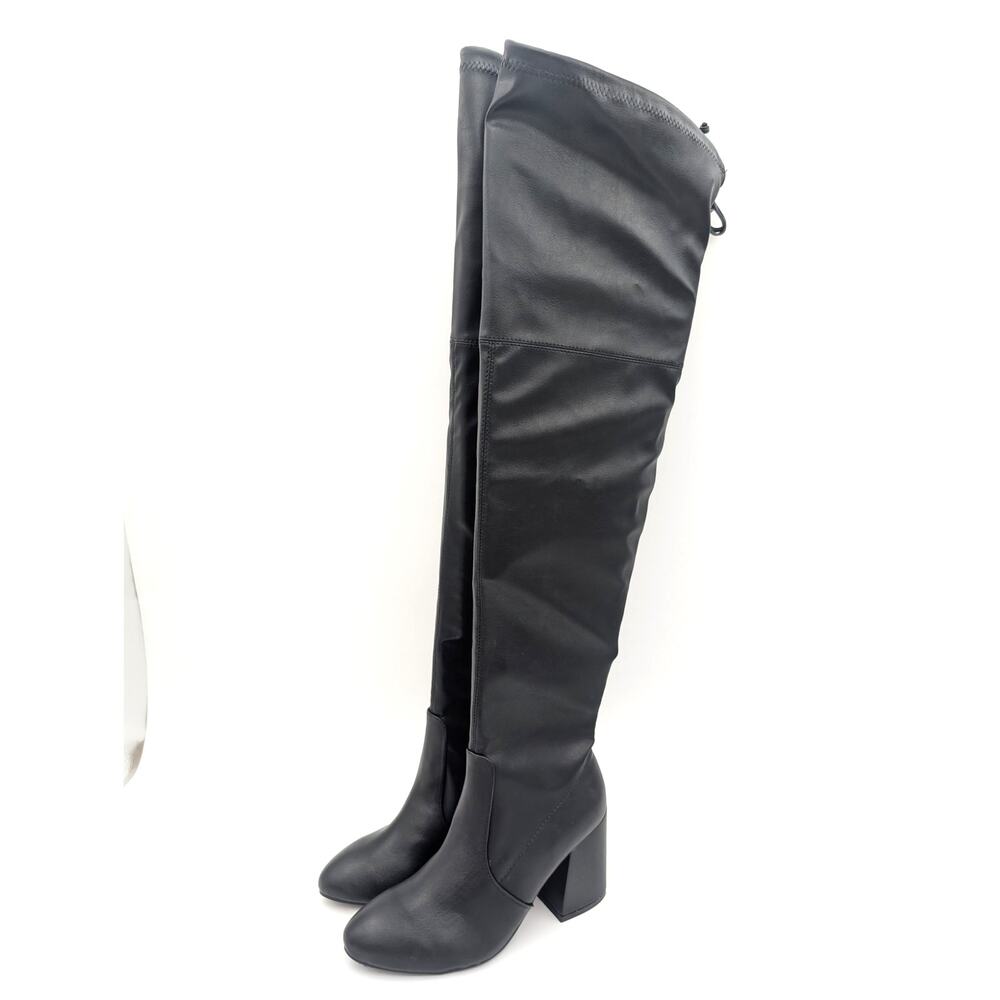 Wild Diva Cross-01 Over The Knee Low Chunky Block Heel Boots Size US5.5 EU36